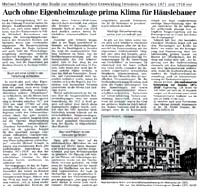 Zeitungsausschnitt Dresdner Neueste Nachrichten/Rezension zum Buch Die Städtebauliche Entwicklung von Dresden 1871-1918