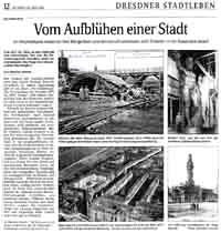 Zeitungsausschnitt Sächsische Zeitung/Rezension zum Buch Die Städtebauliche Entwicklung von Dresden 1871-1918