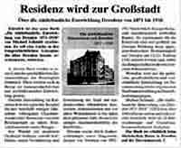 Zeitungsausschnitt Sächsicher Bote/Rezension zum Buch: Die Städtebauliche Entwicklung von Dresden 1871-1918